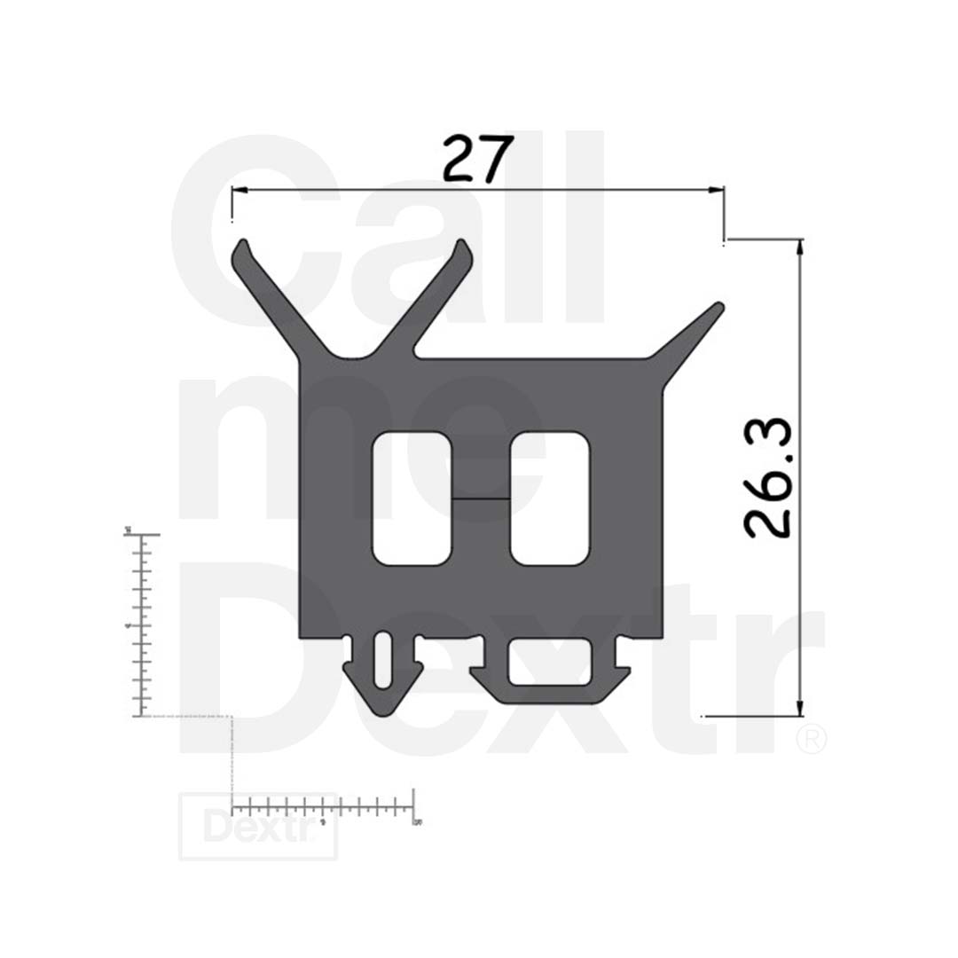 Serrerubber 429 - technische tekening - met afmetingen - Dextr