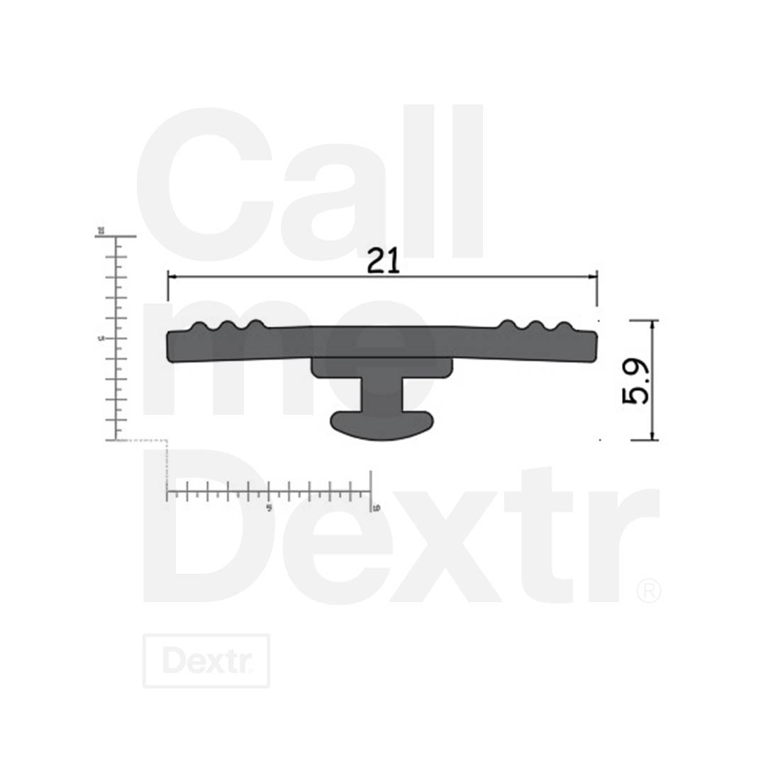 Serrerubber 709 - technische tekening - met afmetingen - Dextr